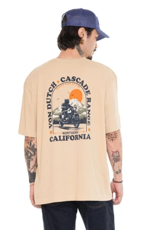 VON DUTCH Men's T-Shirt VD/1/H/TR/ROAD/CR - Beige