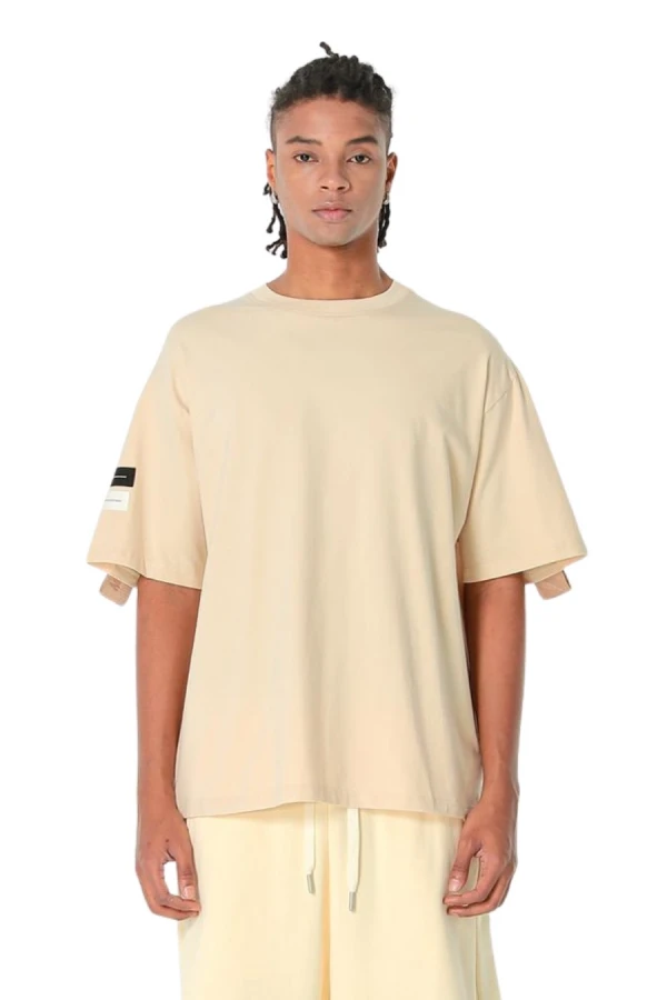MOD WAVE MOVEMENT T-Shirts MWM LOGO TAPE T-SHIRT - BEIGE
