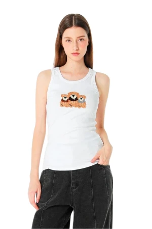 MOD WAVE MOVEMENT Αμάνικες Μπλούζες MWM TEDDY TANK TOP - WHITE