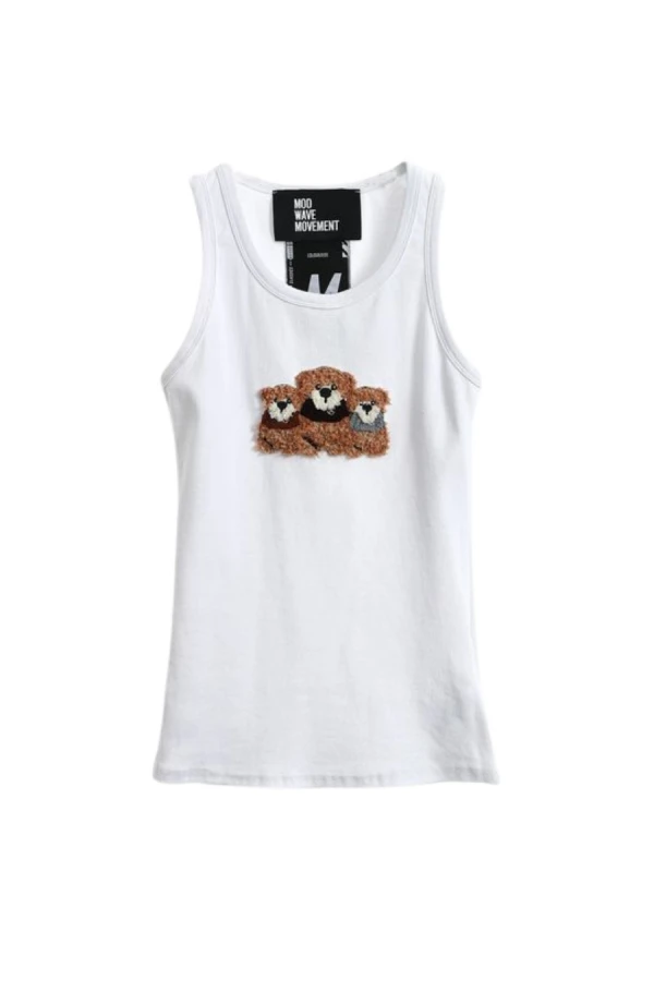 MOD WAVE MOVEMENT Αμάνικες Μπλούζες MWM TEDDY TANK TOP - WHITE