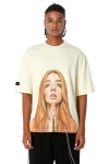 MOD WAVE MOVEMENT T-Shirts MWM FACES PRINT OVERSIZE T-SHIRT - BEIGE