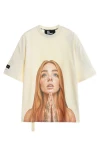 MOD WAVE MOVEMENT T-Shirts MWM FACES PRINT OVERSIZE T-SHIRT - BEIGE
