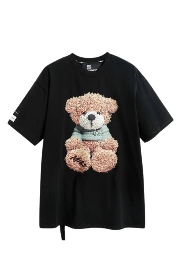MOD WAVE MOVEMENT T-Shirts MWM TEDDY PRINT T-SHIRT - BLACK