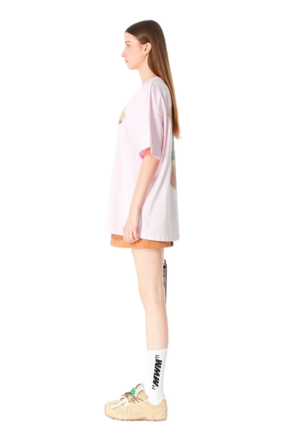 MOD WAVE MOVEMENT T-Shirts MWM TEDDY PRINT T-SHIRT - PINK