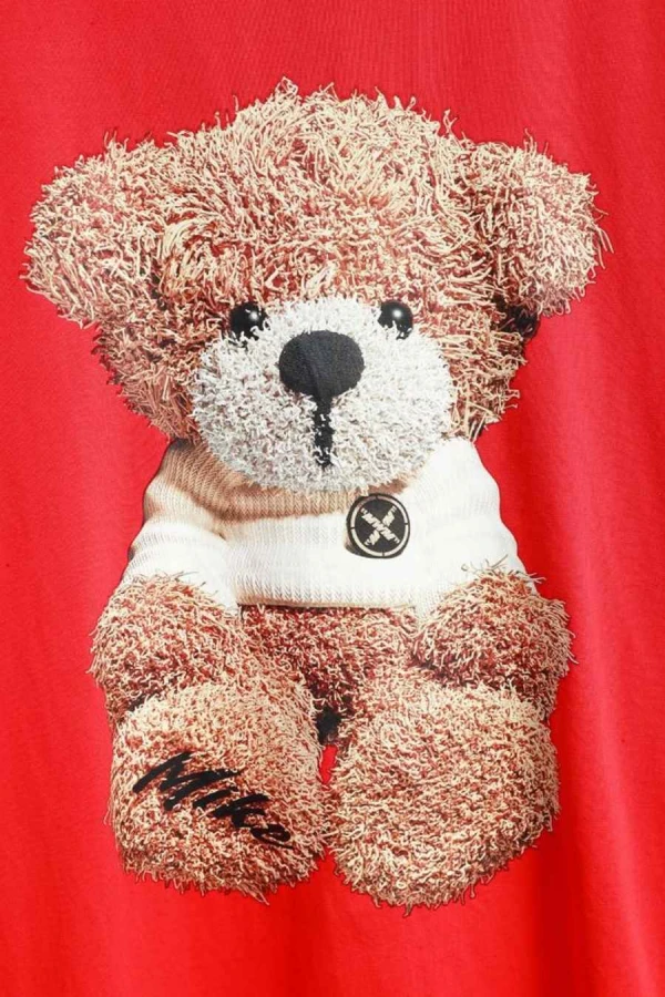 MOD WAVE MOVEMENT T-Shirts MWM TEDDY PRINT T-SHIRT - RED