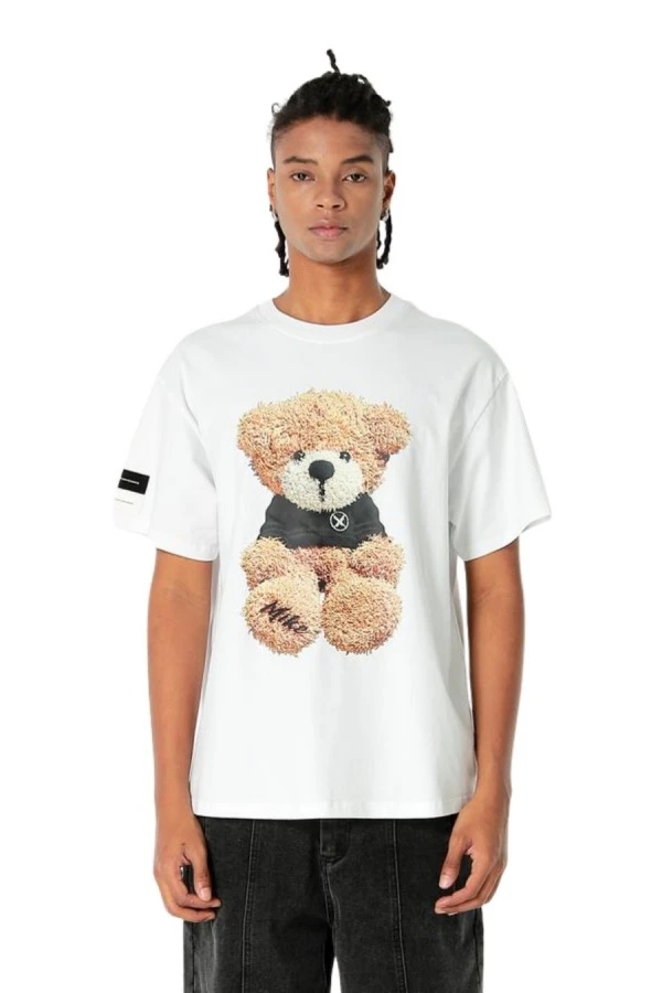 MOD WAVE MOVEMENT T-Shirts MWM TEDDY PRINT T-SHIRT - WHITE