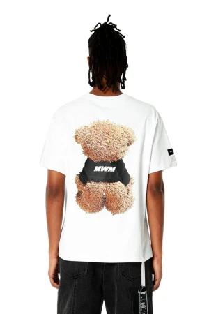 MOD WAVE MOVEMENT T-Shirts MWM TEDDY PRINT T-SHIRT - WHITE