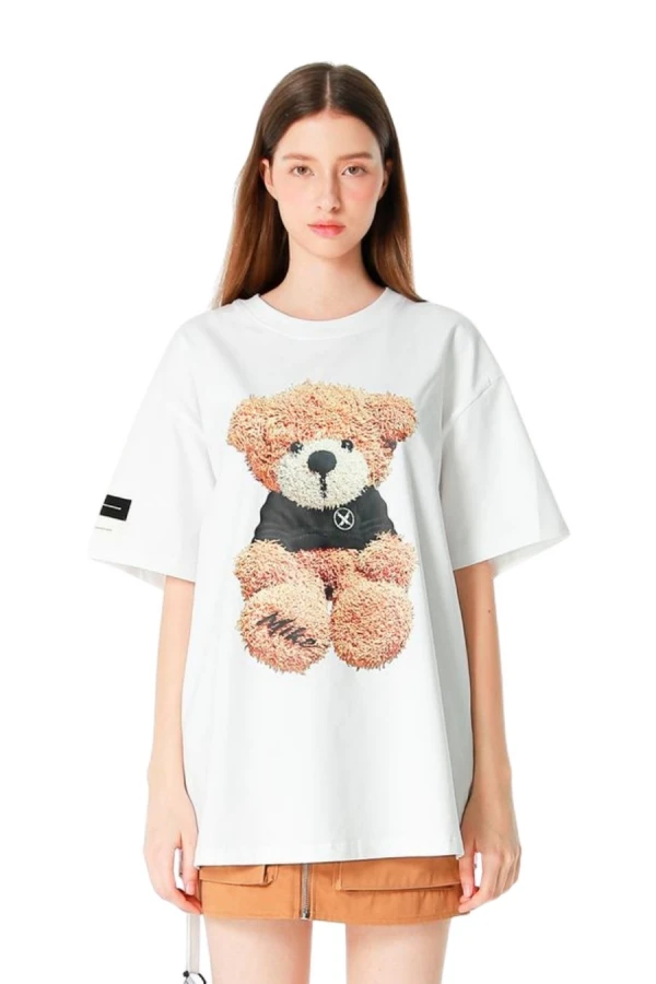 MOD WAVE MOVEMENT T-Shirts MWM TEDDY PRINT T-SHIRT - WHITE