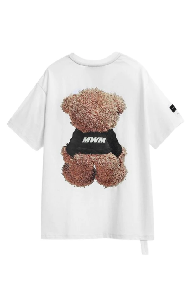 MOD WAVE MOVEMENT T-Shirts MWM TEDDY PRINT T-SHIRT - WHITE