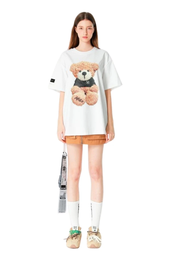 MOD WAVE MOVEMENT T-Shirts MWM TEDDY PRINT T-SHIRT - WHITE