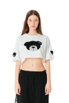 MOD WAVE MOVEMENT T-Shirts MWM WOMEN TEDDY MIKE BAG CROPPED T-SHIRT - WHITE