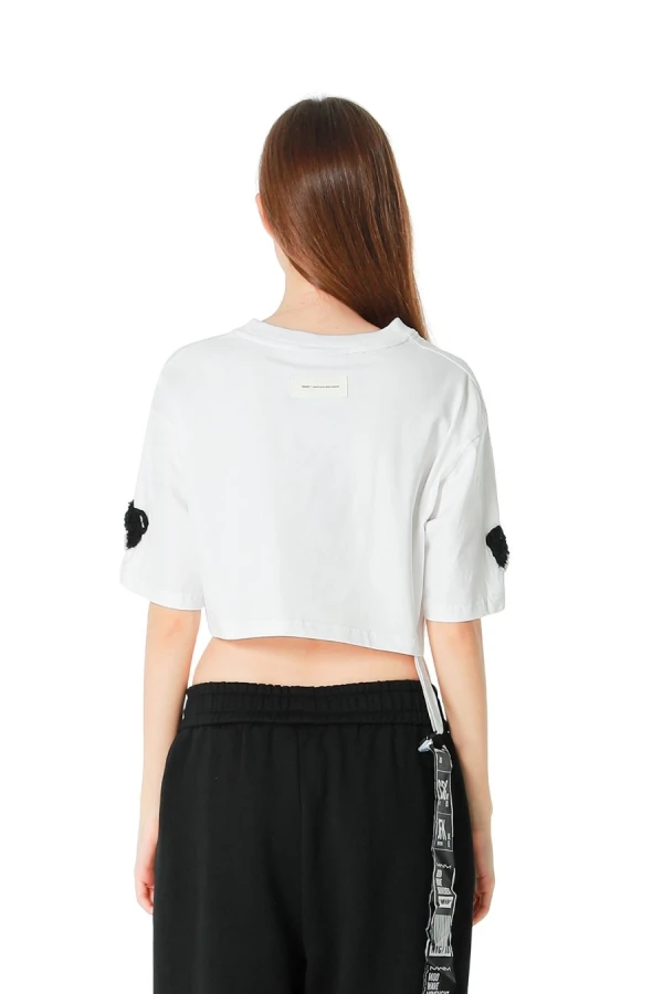 MOD WAVE MOVEMENT T-Shirts MWM WOMEN TEDDY MIKE BAG CROPPED T-SHIRT - WHITE