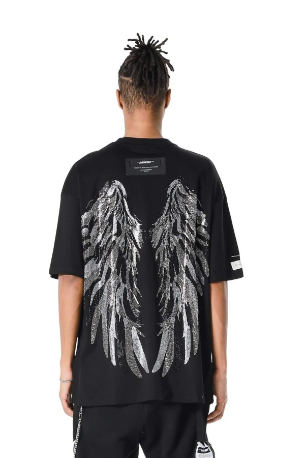 MOD WAVE MOVEMENT T-Shirts MWM WINGS STRASS T-SHIRT - BLACK