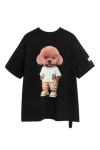 MOD WAVE MOVEMENT T-Shirts MWM TEDDY STREETWEAR DOG T-SHIRT - BLACK