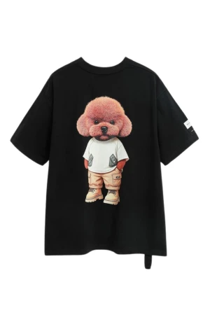 MOD WAVE MOVEMENT T-Shirts MWM TEDDY STREETWEAR DOG T-SHIRT - BLACK