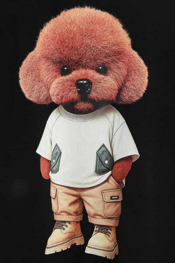MOD WAVE MOVEMENT T-Shirts MWM TEDDY STREETWEAR DOG T-SHIRT - BLACK