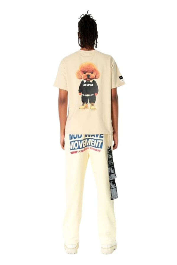 MOD WAVE MOVEMENT T-Shirts MWM TEDDY STREETWEAR DOG T-SHIRT - BEIGE
