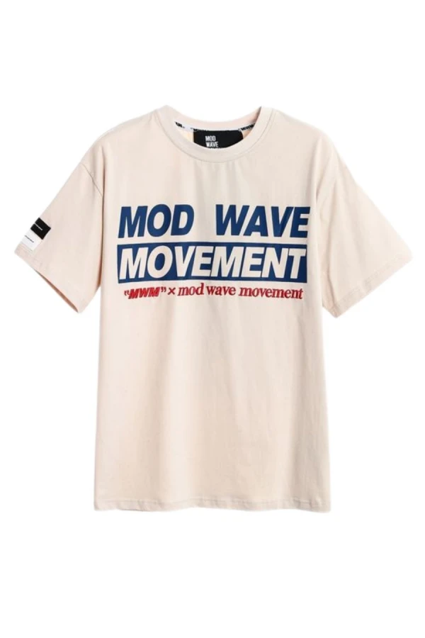 MOD WAVE MOVEMENT T-Shirts MWM TEDDY STREETWEAR DOG T-SHIRT - BEIGE