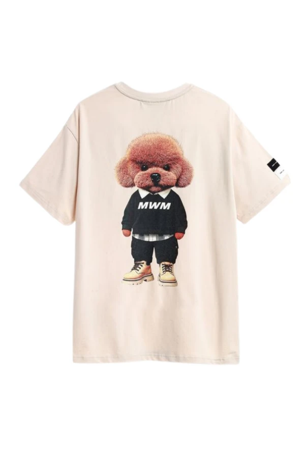 MOD WAVE MOVEMENT T-Shirts MWM TEDDY STREETWEAR DOG T-SHIRT - BEIGE