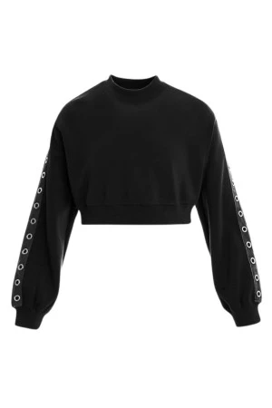 MOD WAVE MOVEMENT Φούτερ λαιμόκοψη MWM WOMEN CROPPED X CORDS SWEATSHIRT - BLACK