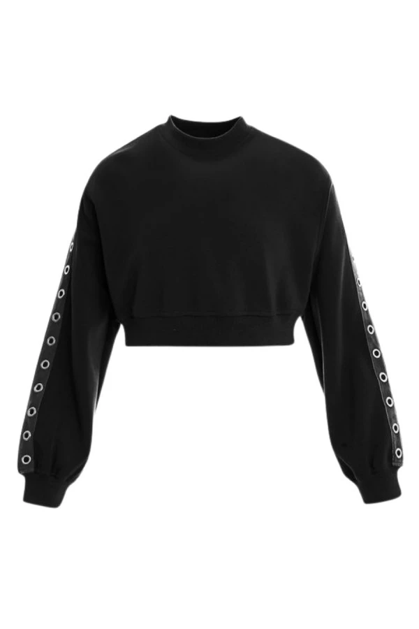 MOD WAVE MOVEMENT Φούτερ λαιμόκοψη MWM WOMEN CROPPED X CORDS SWEATSHIRT - BLACK