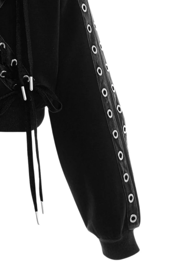 MOD WAVE MOVEMENT Φούτερ λαιμόκοψη MWM WOMEN CROPPED X CORDS SWEATSHIRT - BLACK