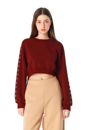 MOD WAVE MOVEMENT Φούτερ λαιμόκοψη MWM WOMEN CROPPED X CORDS SWEATSHIRT - MULTI