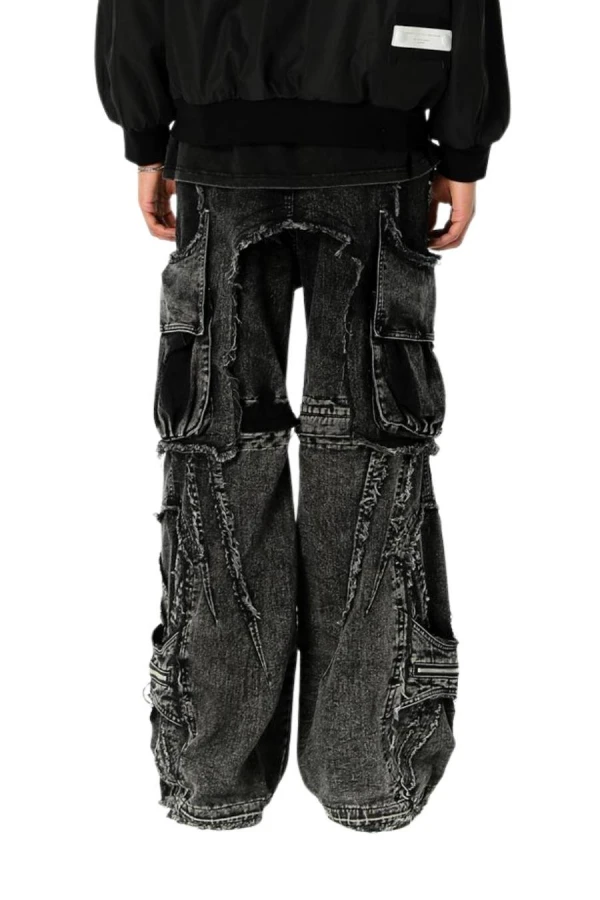 MOD WAVE MOVEMENT Παντελόνια MWM EXTREME ASSYMETRIC ZIPPERS CARGO PANTS - BLACK