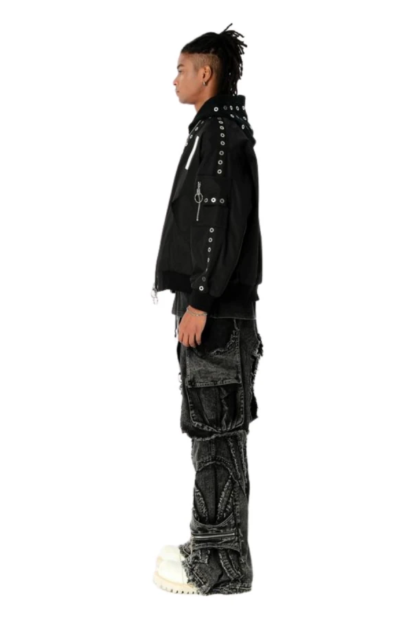 MOD WAVE MOVEMENT Παντελόνια MWM EXTREME ASSYMETRIC ZIPPERS CARGO PANTS - BLACK