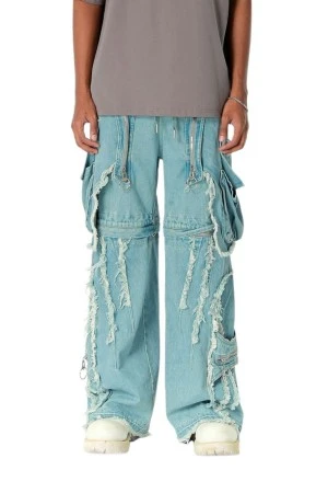 MOD WAVE MOVEMENT Παντελόνια MWM EXTREME ASSYMETRIC ZIPPERS CARGO PANTS - BLUE