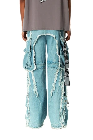 MOD WAVE MOVEMENT Παντελόνια MWM EXTREME ASSYMETRIC ZIPPERS CARGO PANTS - BLUE