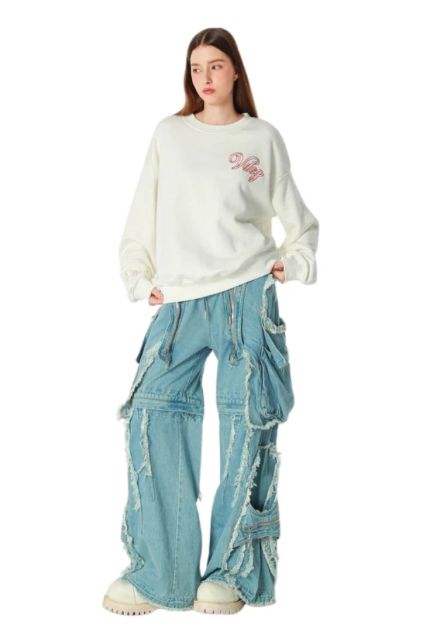 MOD WAVE MOVEMENT Παντελόνια MWM EXTREME ASSYMETRIC ZIPPERS CARGO PANTS - BLUE