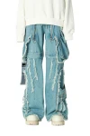 MOD WAVE MOVEMENT Παντελόνια MWM EXTREME ASSYMETRIC ZIPPERS CARGO PANTS - BLUE