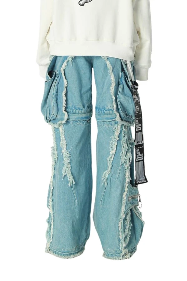 MOD WAVE MOVEMENT Παντελόνια MWM EXTREME ASSYMETRIC ZIPPERS CARGO PANTS - BLUE