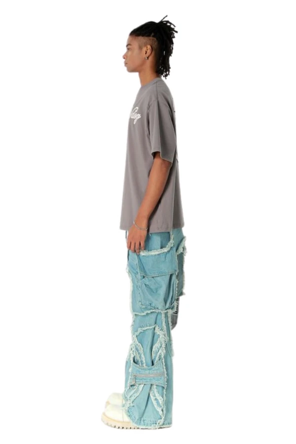 MOD WAVE MOVEMENT Παντελόνια MWM EXTREME ASSYMETRIC ZIPPERS CARGO PANTS - BLUE