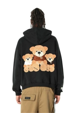 MOD WAVE MOVEMENT Φούτερ με Κουκούλα MWM TEDDY PATCH HOODIE - BLACK