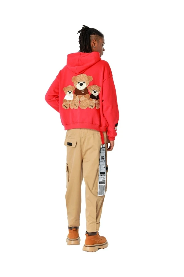 MOD WAVE MOVEMENT Φούτερ με Κουκούλα MWM TEDDY PATCH HOODIE - RED