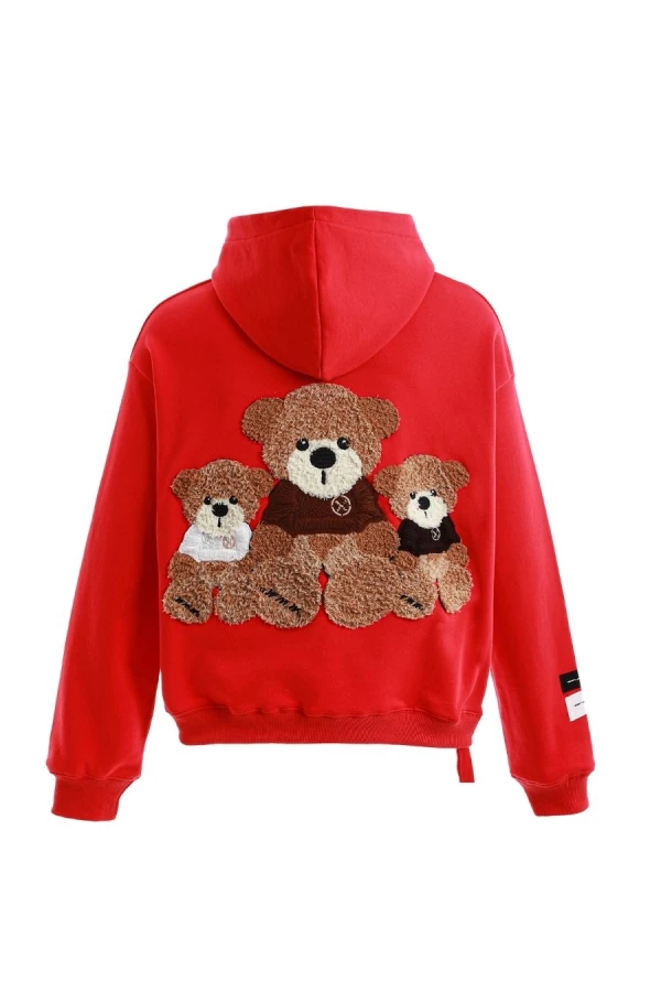MOD WAVE MOVEMENT Φούτερ με Κουκούλα MWM TEDDY PATCH HOODIE - RED