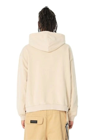 MOD WAVE MOVEMENT Φούτερ με Κουκούλα MWM TEDDY CANVAS PATCHES CROPPED HOODIE - BEIGE