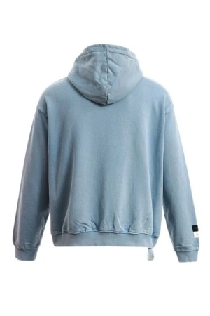MOD WAVE MOVEMENT Φούτερ με Κουκούλα MWM TEDDY CANVAS PATCHES CROPPED HOODIE - BLUE