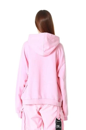 MOD WAVE MOVEMENT Φούτερ με Κουκούλα MWM TEDDY CANVAS PATCHES CROPPED HOODIE - PINK