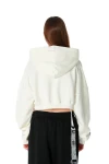 MOD WAVE MOVEMENT Φούτερ με Κουκούλα MWM WOMEN TEDDY MIKE BAG CROPPED HOODIE - WHITE