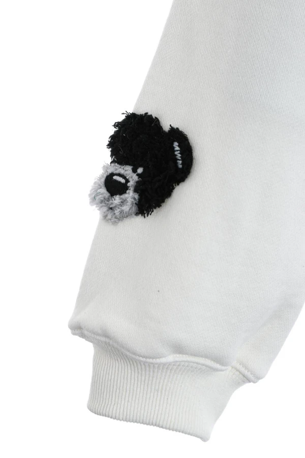 MOD WAVE MOVEMENT Φούτερ με Κουκούλα MWM WOMEN TEDDY MIKE BAG CROPPED HOODIE - WHITE