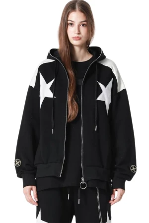 MOD WAVE MOVEMENT Ζακέτες MWM WINGS STARS ZIP-UP HOODIE - BLACK