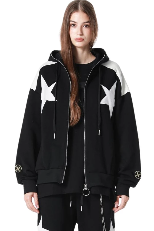 MOD WAVE MOVEMENT Ζακέτες MWM WINGS STARS ZIP-UP HOODIE - BLACK