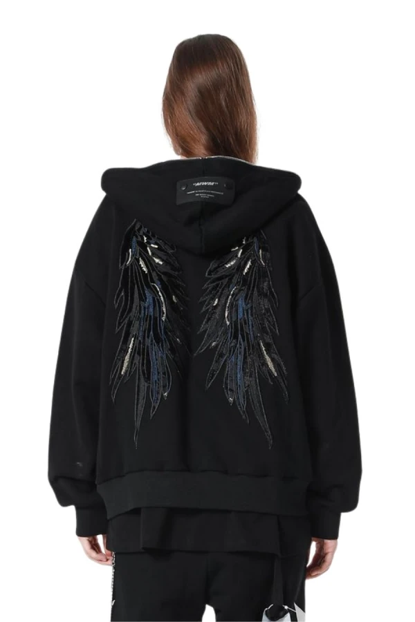 MOD WAVE MOVEMENT Ζακέτες MWM WINGS STARS ZIP-UP HOODIE - BLACK