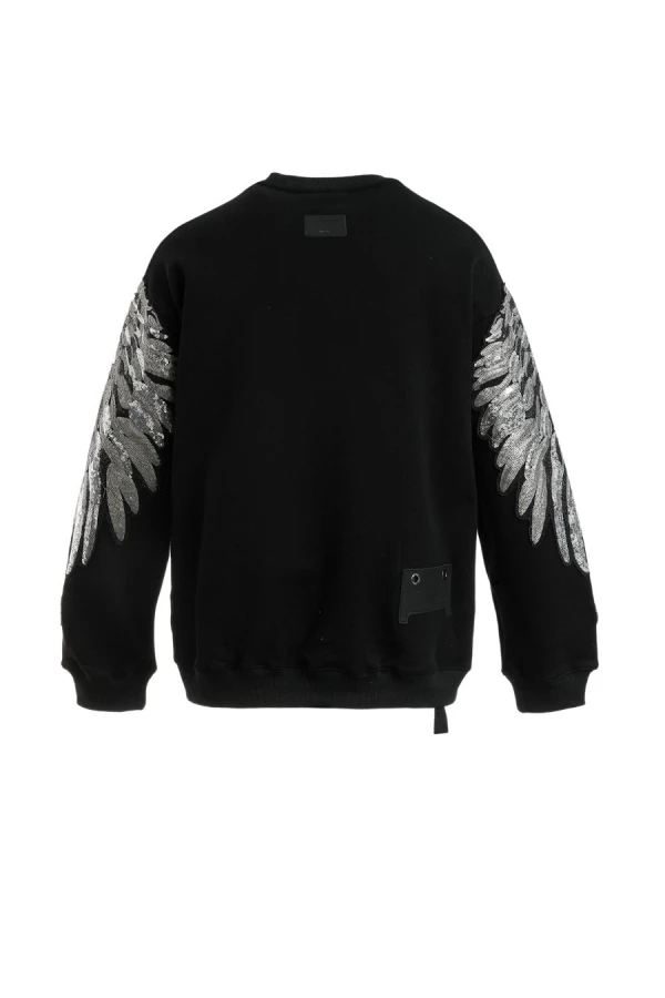 MOD WAVE MOVEMENT Φούτερ λαιμόκοψη MWM WINGS SEQUINS SWEATSHIRT - BLACK