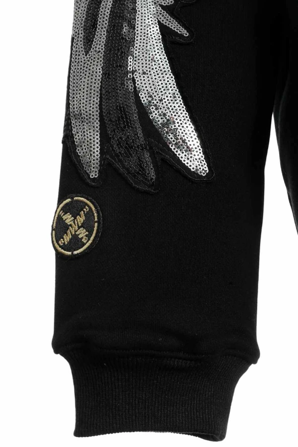 MOD WAVE MOVEMENT Φούτερ λαιμόκοψη MWM WINGS SEQUINS SWEATSHIRT - BLACK