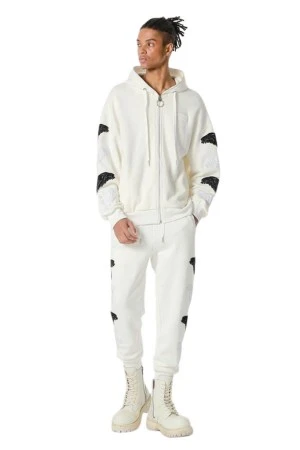 MOD WAVE MOVEMENT Ζακέτες MWM WINGS STRASS MINI ZIP-UP HOODIE - WHITE