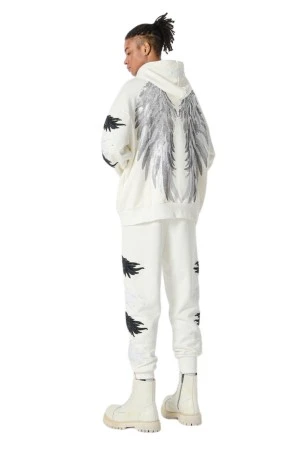 MOD WAVE MOVEMENT Ζακέτες MWM WINGS STRASS MINI ZIP-UP HOODIE - WHITE